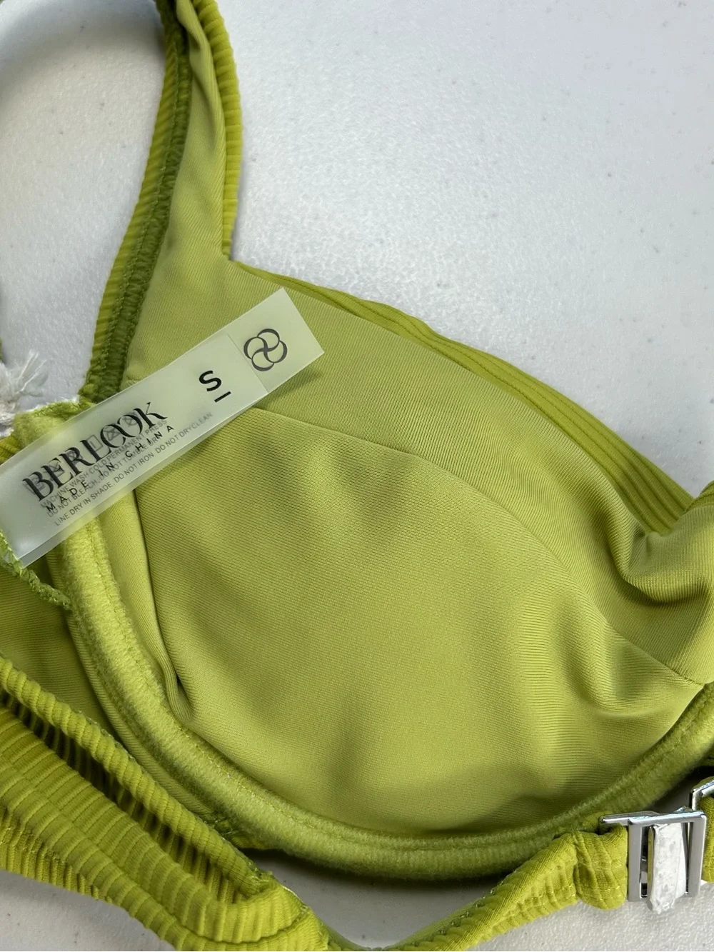 Berlook Small Light Green Underwire Bikini Top Ribbed New